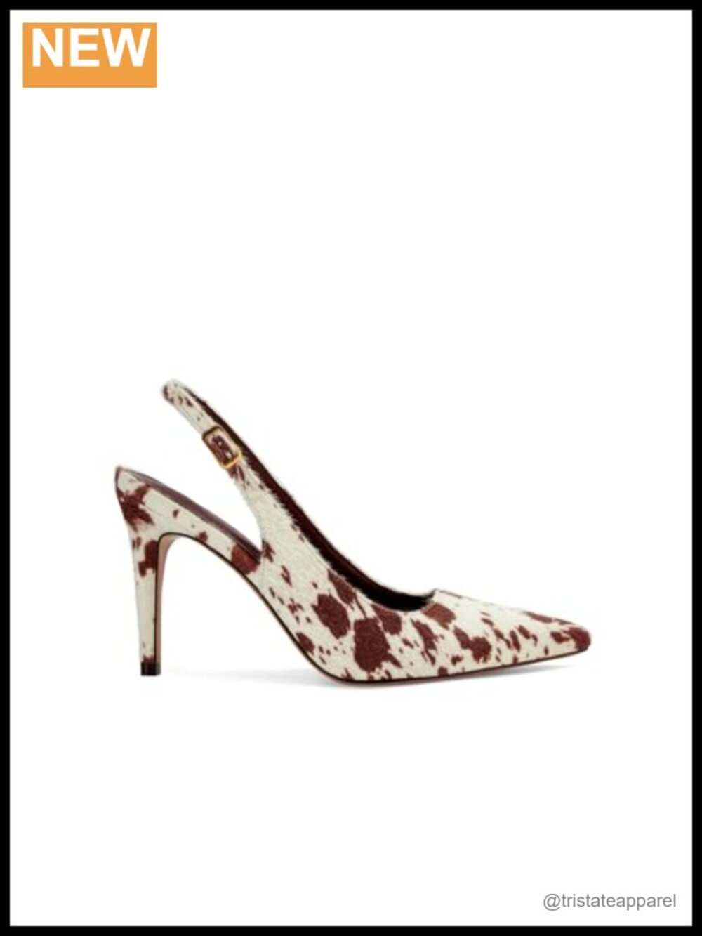 Faux Leather Slingback Stiletto Heels Pointed Toe Buckle Pump